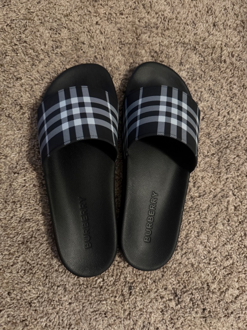 Burberry Black Rubber Logo Slide Sandals